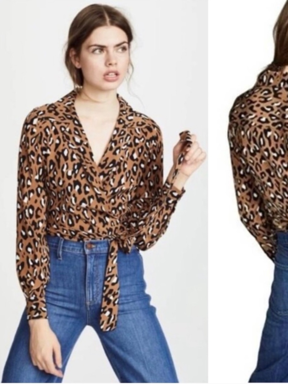 Diane Von Furstenburg DVF Animal Print Silk Wrap Blouse - Size 8